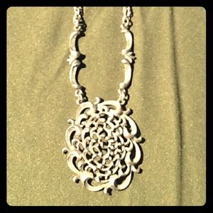 Vintage Pewter Chrysanthemum Necklace